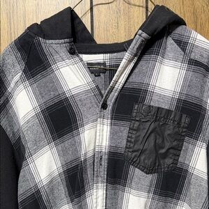 Buffalo David Bitton Black and Gray Plaid Hoodie